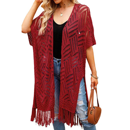 Oversized  Crochet Tassel Kimonos Sweater