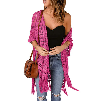 Oversized  Crochet Tassel Kimonos Sweater