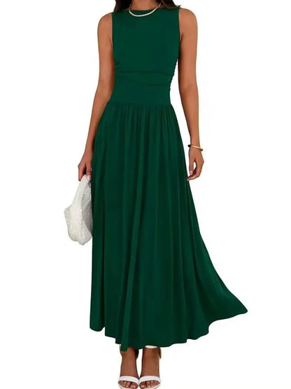 Spring Sleeveless High Waisted Flowy Dress