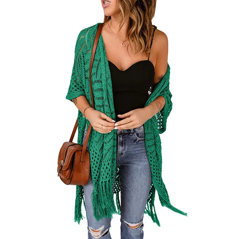 Oversized  Crochet Tassel Kimonos Sweater