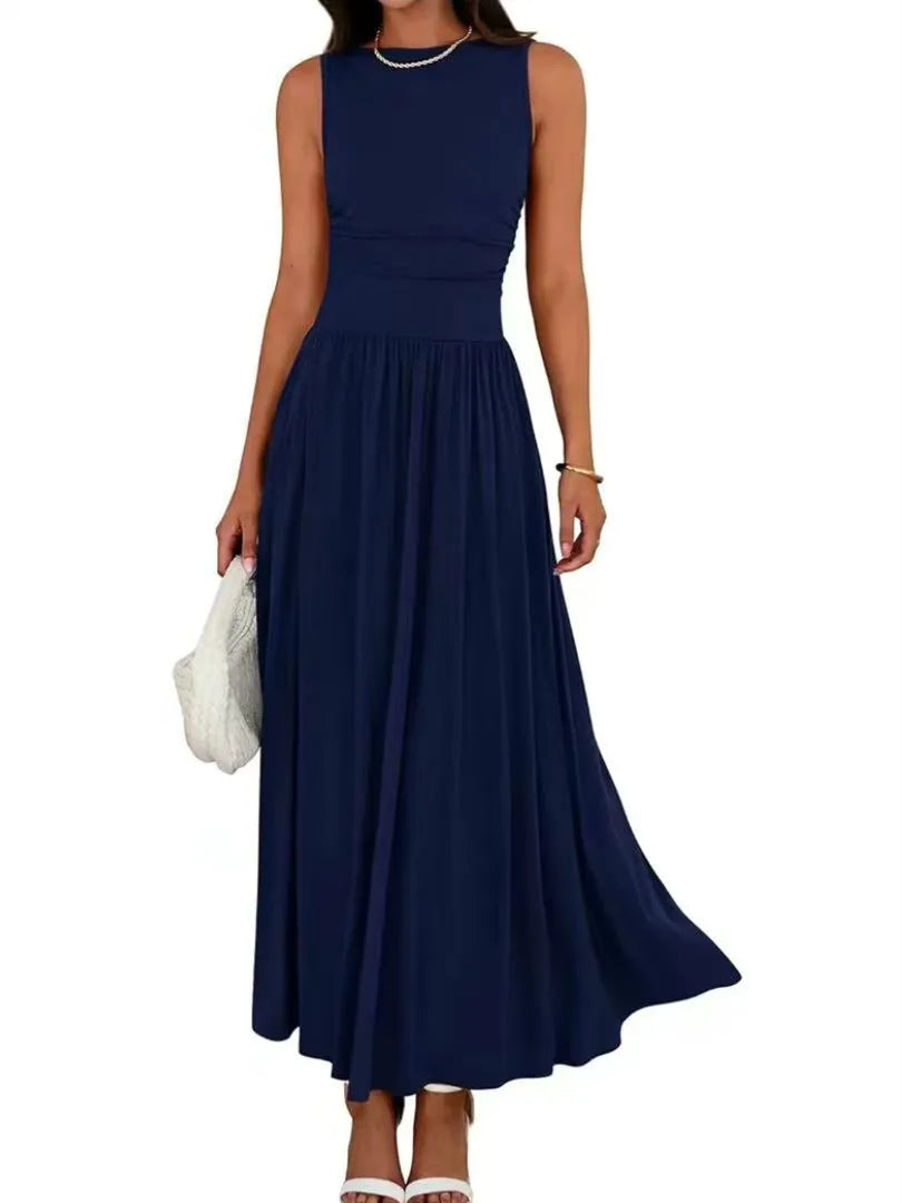 Spring Sleeveless High Waisted Flowy Dress